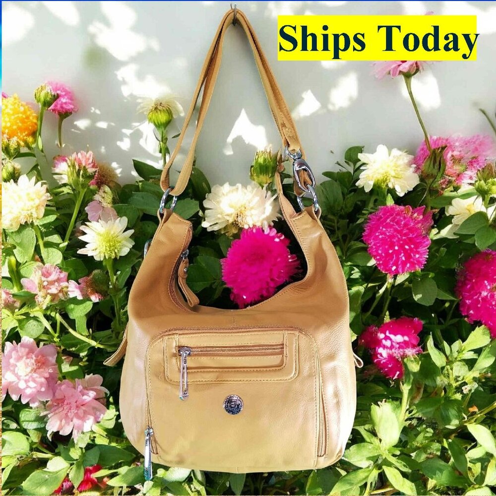 Stone Mountain Yellow Hobo Leather Purse Shoulder Bag 12237
